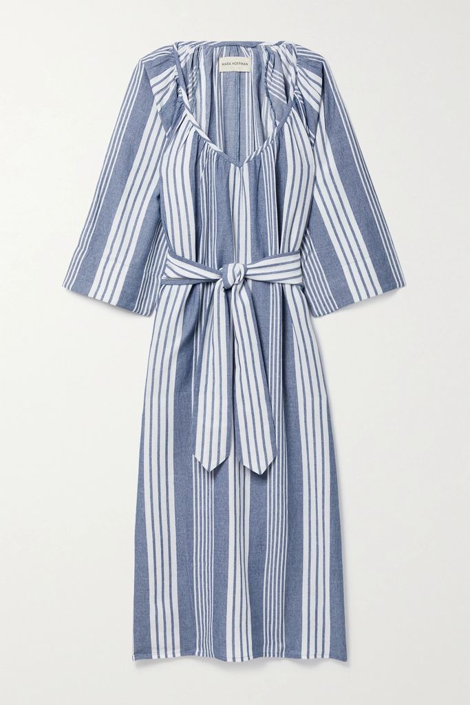 + Net Sustain Luz Striped Tencel Lyocell And Organic Cotton-blend Midi Dress - Blue