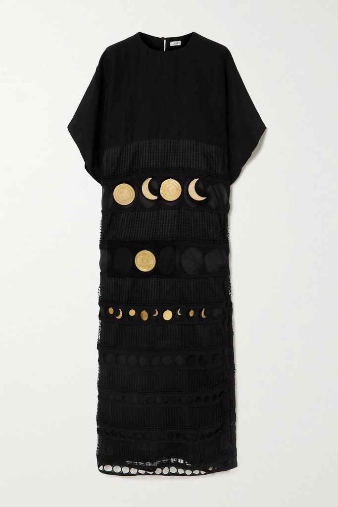+ Paula's Ibiza Embellished Crocheted Cotton And Poplin Dress - Black