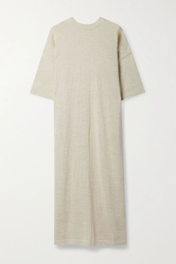 Facil Alpaca And Linen-blend Midi Dress - Ecru