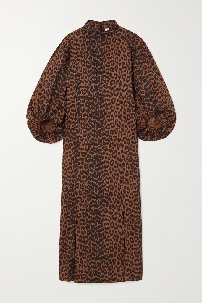 + Net Sustain Leopard-print Organic Cotton-poplin Midi Dress - Animal print