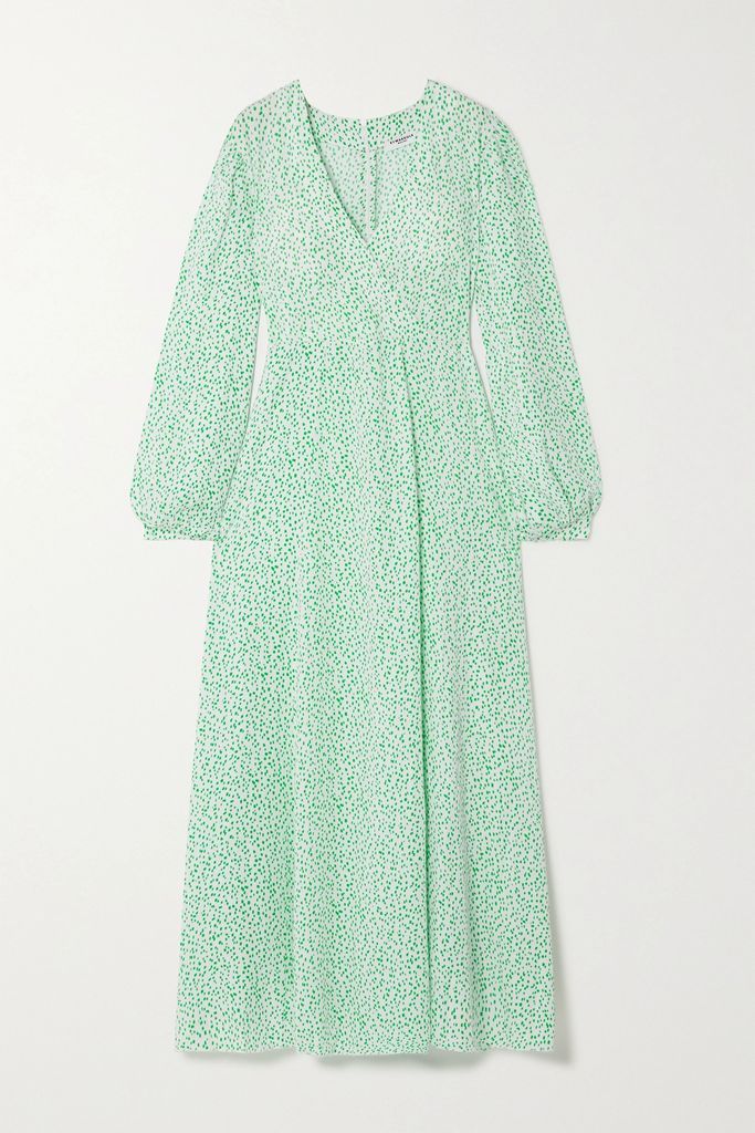 Elsa Wrap-effect Printed Tencel Lyocell-twill Maxi Dress - Green