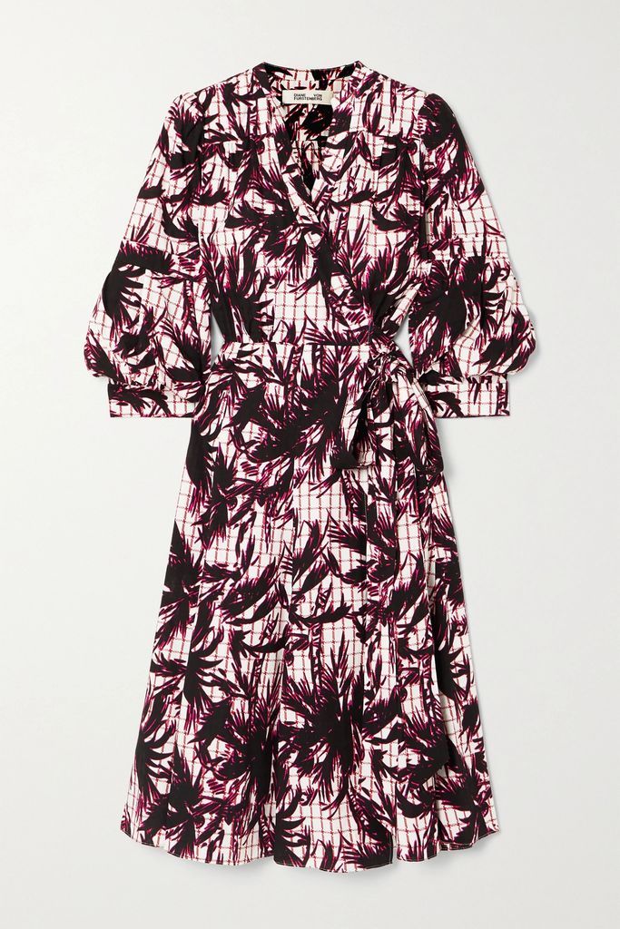 Adele Printed Cotton-jacquard Wrap Dress - Pink