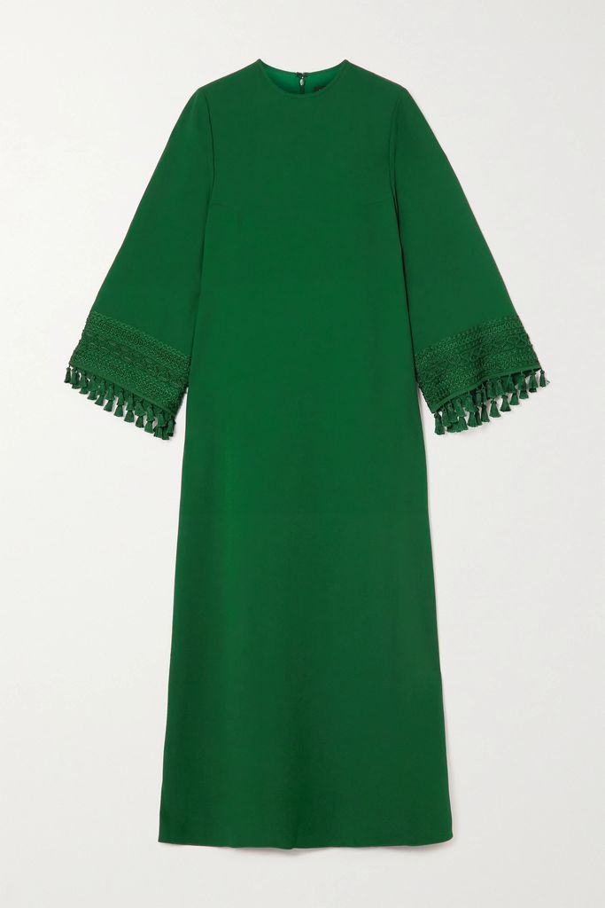 Tasseled Crepe Gown - Green