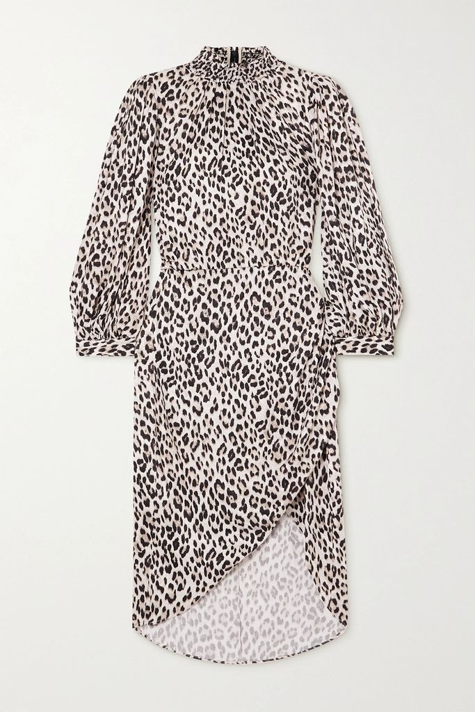 Jerilyn Ruffled Leopard-print Jacquard Dress - Animal print