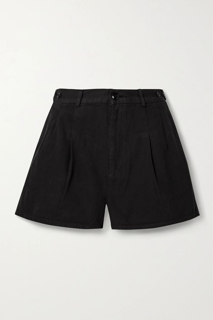 The Trouser Pleated Cotton-twill Shorts - Black