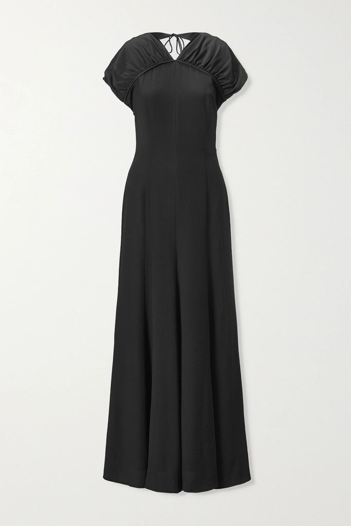 Yves Open-back Silk-crepe Maxi Dress - Black