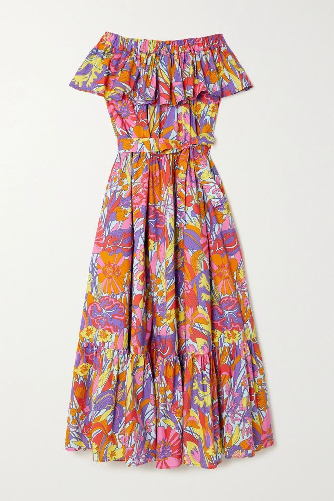 One Love Tiered Floral-print Cotton-poplin Maxi Dress - Pink