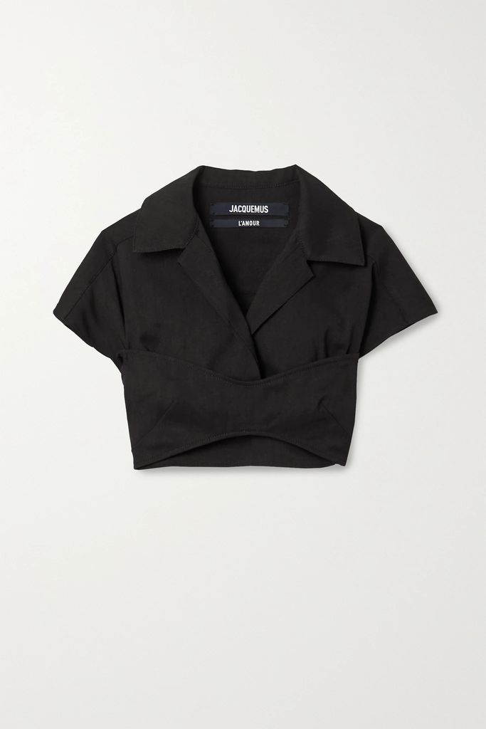 Cropped Hemp-blend Shirt - Black