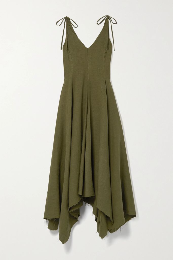 + Net Sustain Tangier Slub Linen Dress - Army green