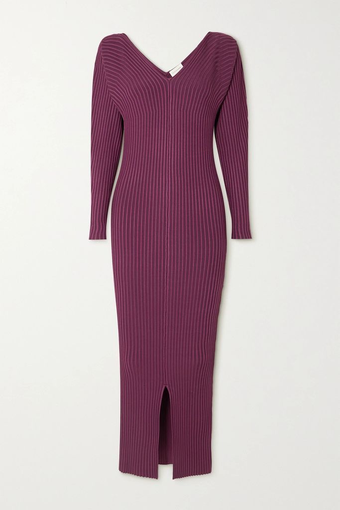 Ocotea Ribbed-knit Maxi Dress - Purple