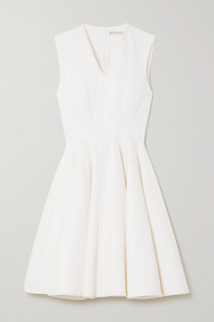 Elle Pleated Denim Dress - White