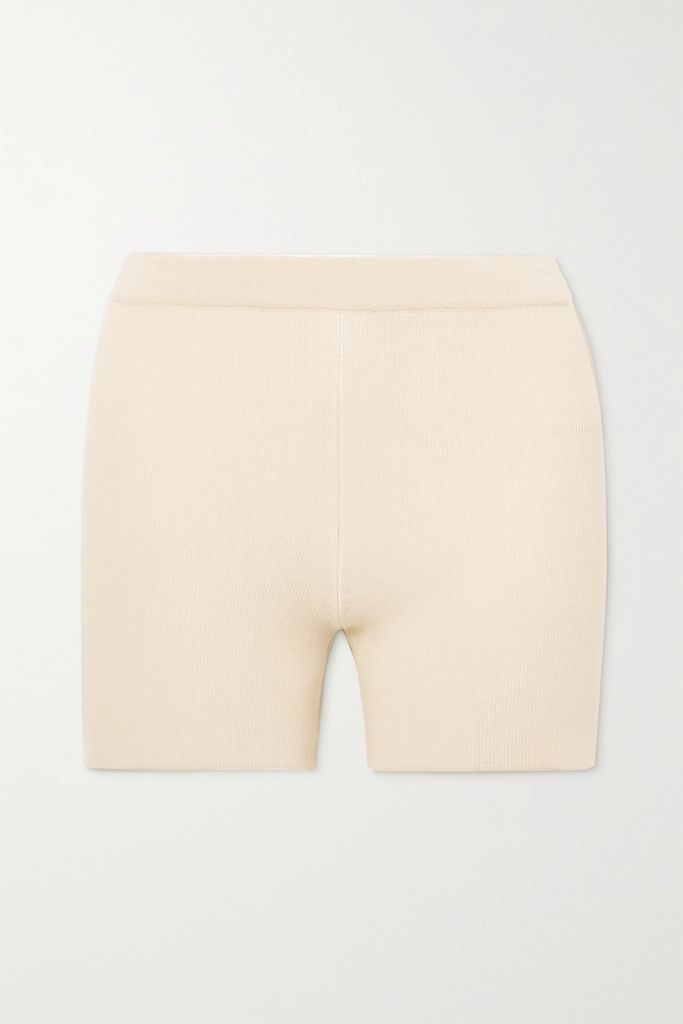 Arancia Ribbed-knit Shorts - Neutrals