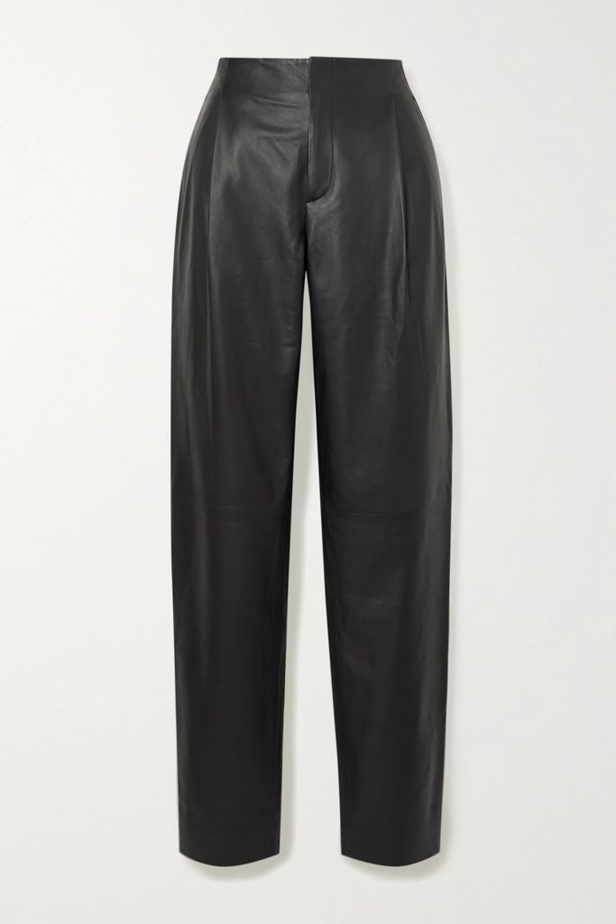 Leather Tapered Pants - Black