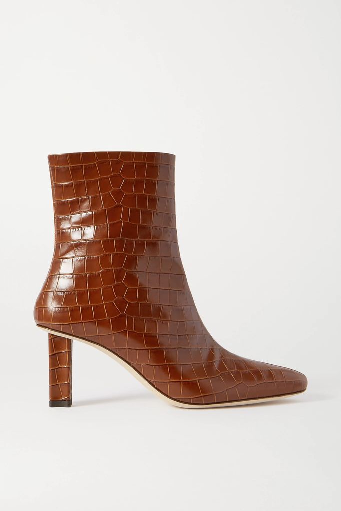 Brando Croc-effect Leather Ankle Boots - Brown
