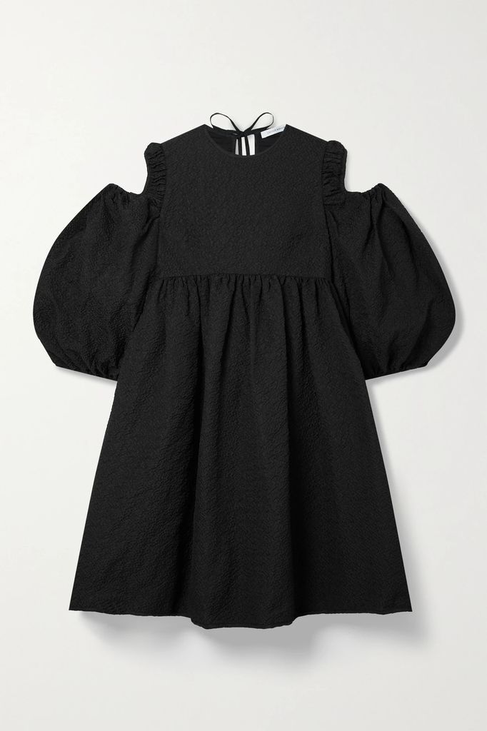Janessa Cold-shoulder Cloqué Dress - Black