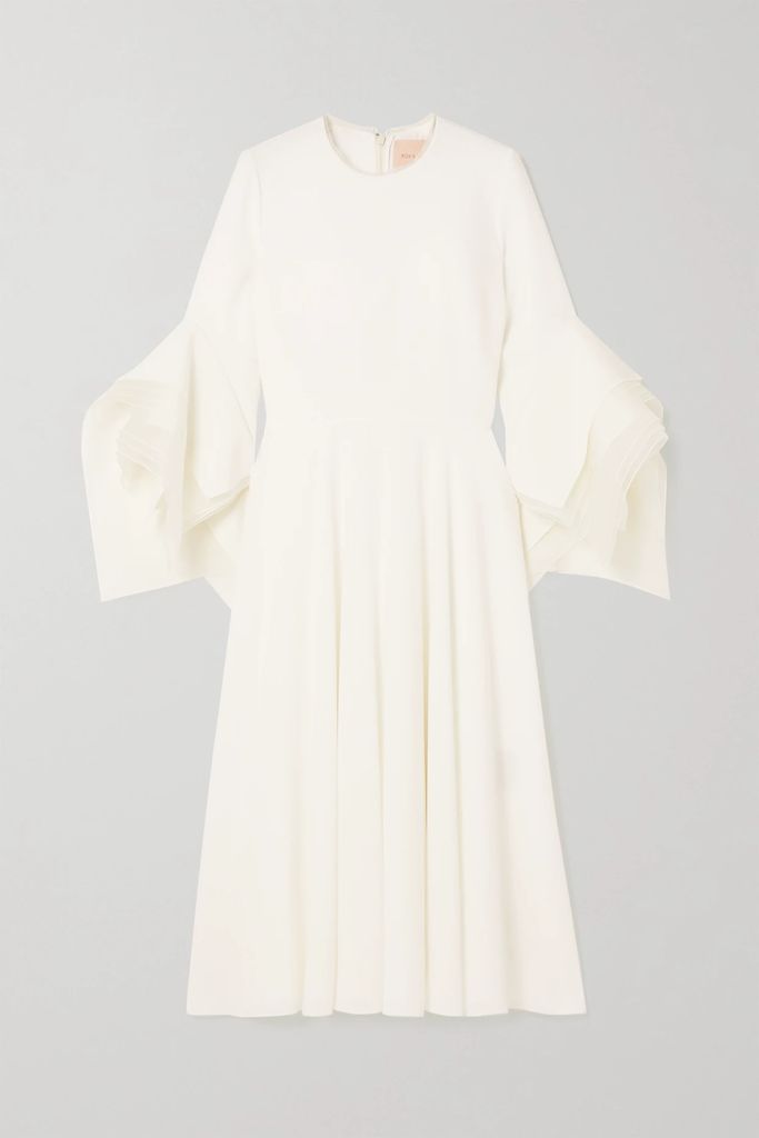 Ayres Silk Organza-trimmed Crepe Midi Dress - Ivory