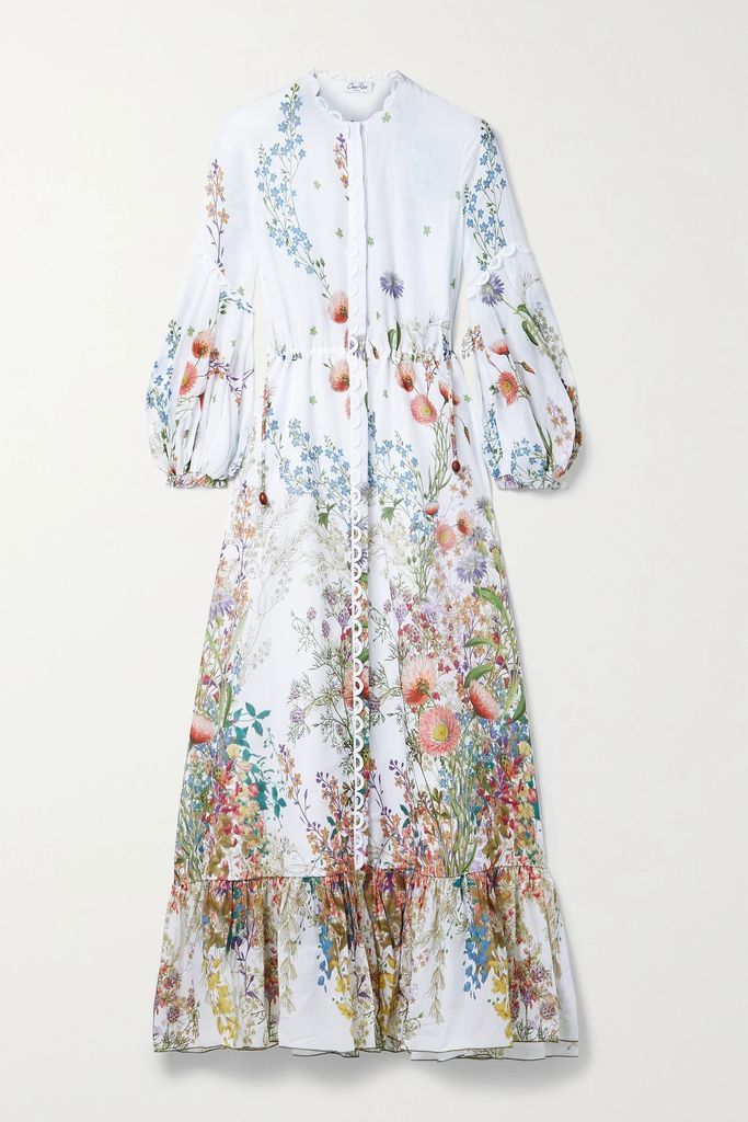 Jeanette Floral-print Cotton-poplin Midi Dress - White