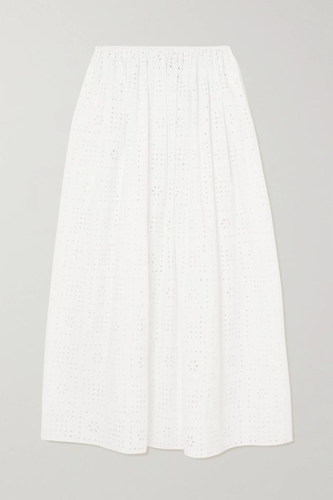 + Net Sustain Broderie Anglaise Organic Cotton-poplin Skirt - White