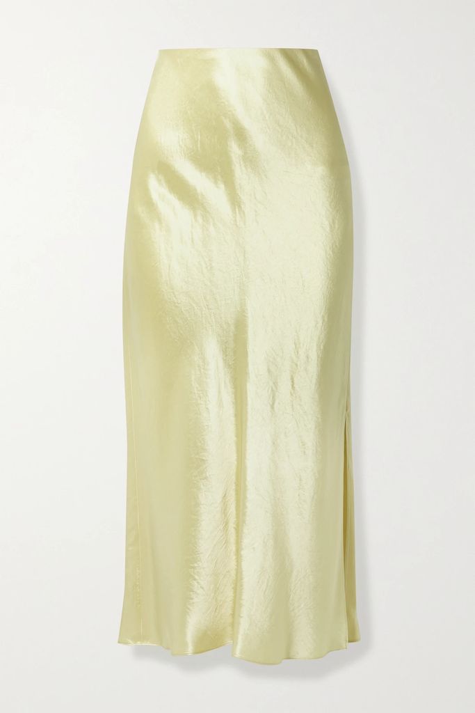Hammered-satin Midi Skirt - Pastel yellow