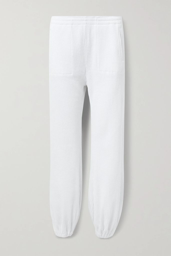 Boyfriend Puff Waffle-knit Cotton-blend Track Pants - White