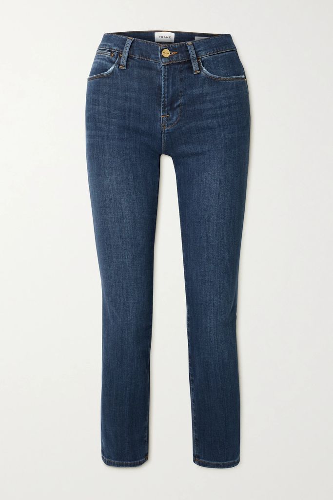 Le High Cropped Straight-leg Jeans - Dark denim