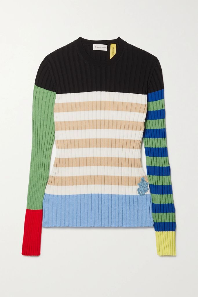 + 1 Jw Anderson Color-block Ribbed Cotton-blend Sweater - Black