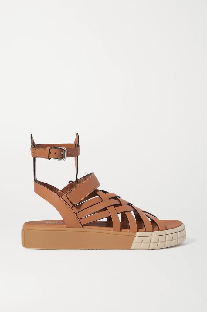 Leather Platform Sandals - Tan