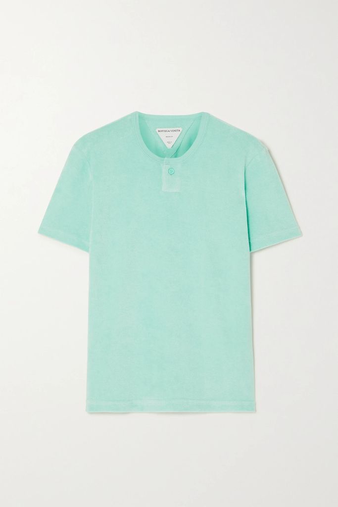 Cotton-blend Terry T-shirt - Blue