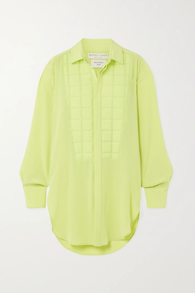 Quilted Silk Crepe De Chine Blouse - Yellow
