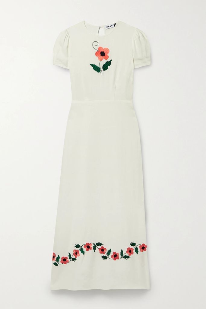 Aurelia Embroidered Voile Maxi Dress - White