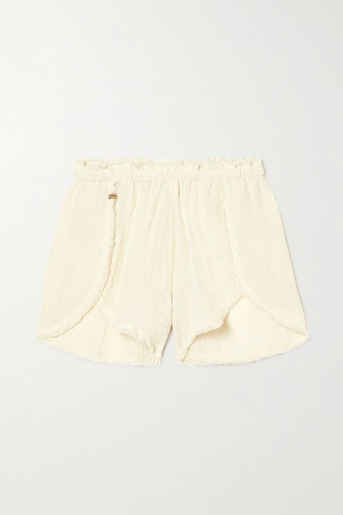 + Net Sustain Tuchkin Frayed Cotton-gauze Shorts - Neutral