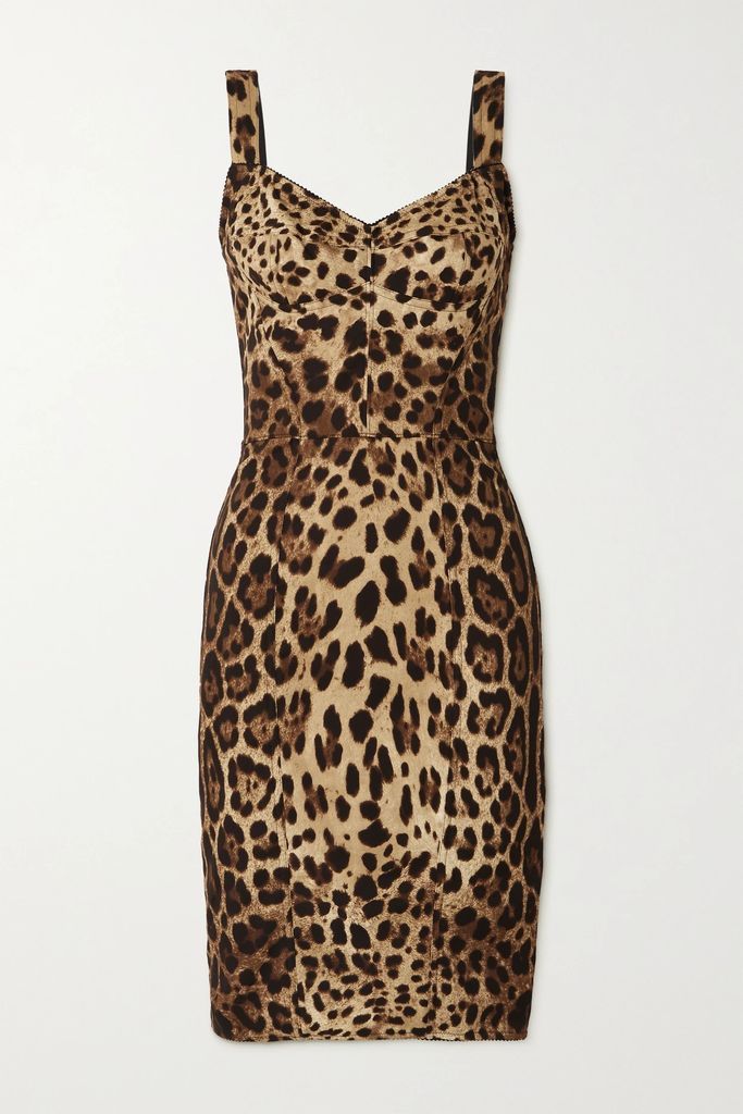 Leopard-print Silk-blend Charmeuse Dress - Brown