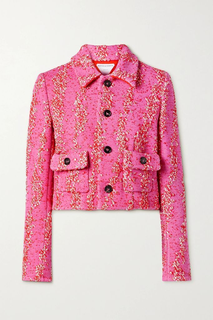 Cropped Bouclé Jacket - Pink