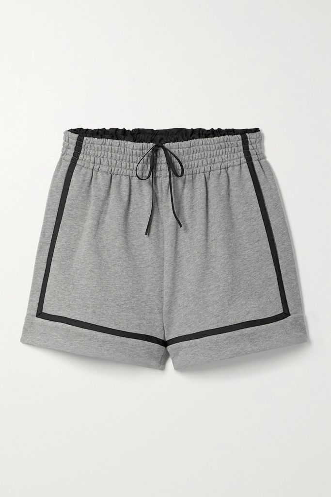 Shell-trimmed French Cotton-terry Shorts - Gray