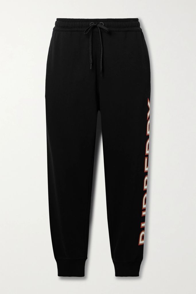 Appliquéd Cotton-jersey Track Pants - Black