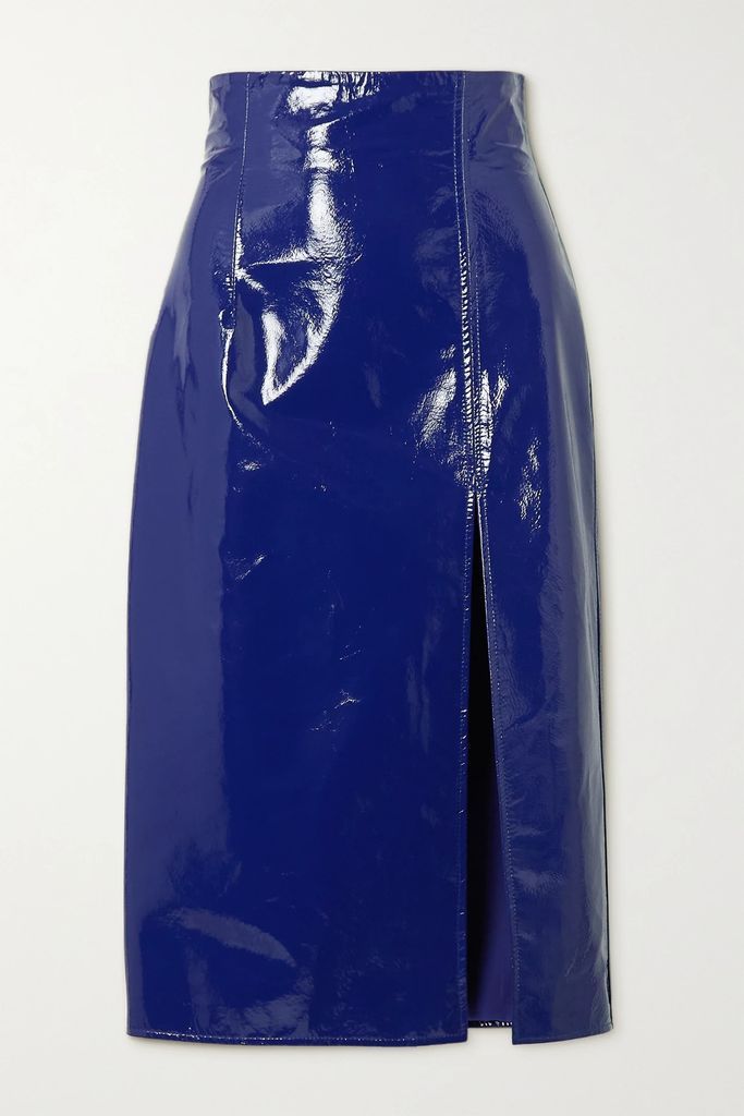 Fonda Patent-leather Pencil Skirt - Blue