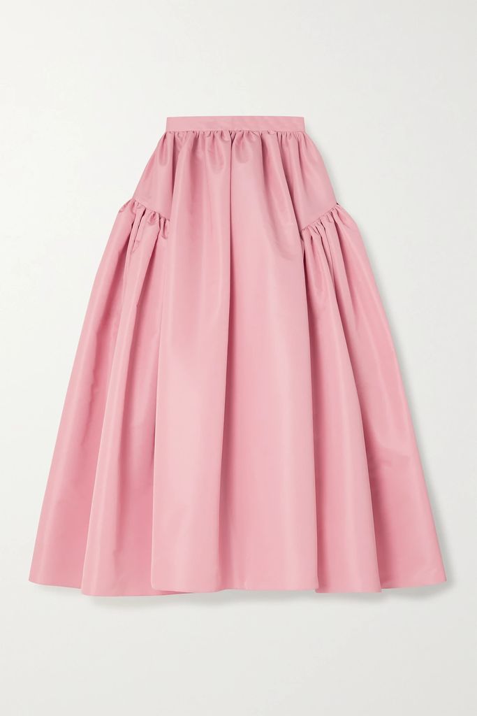 Gathered Faille Midi Skirt - Pastel pink