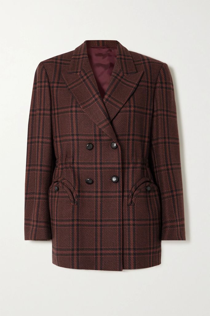 Lahloo Anyway Double-breasted Checked Wool Blazer - Brown