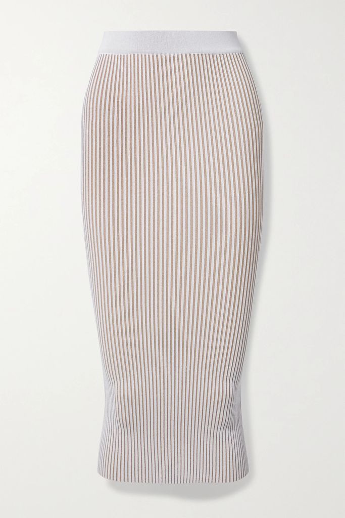 Julian Ribbed Stretch-knit Midi Skirt - Ivory