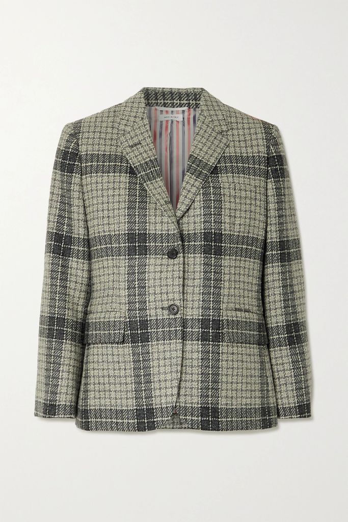 Checked Wool-tweed Blazer - Gray