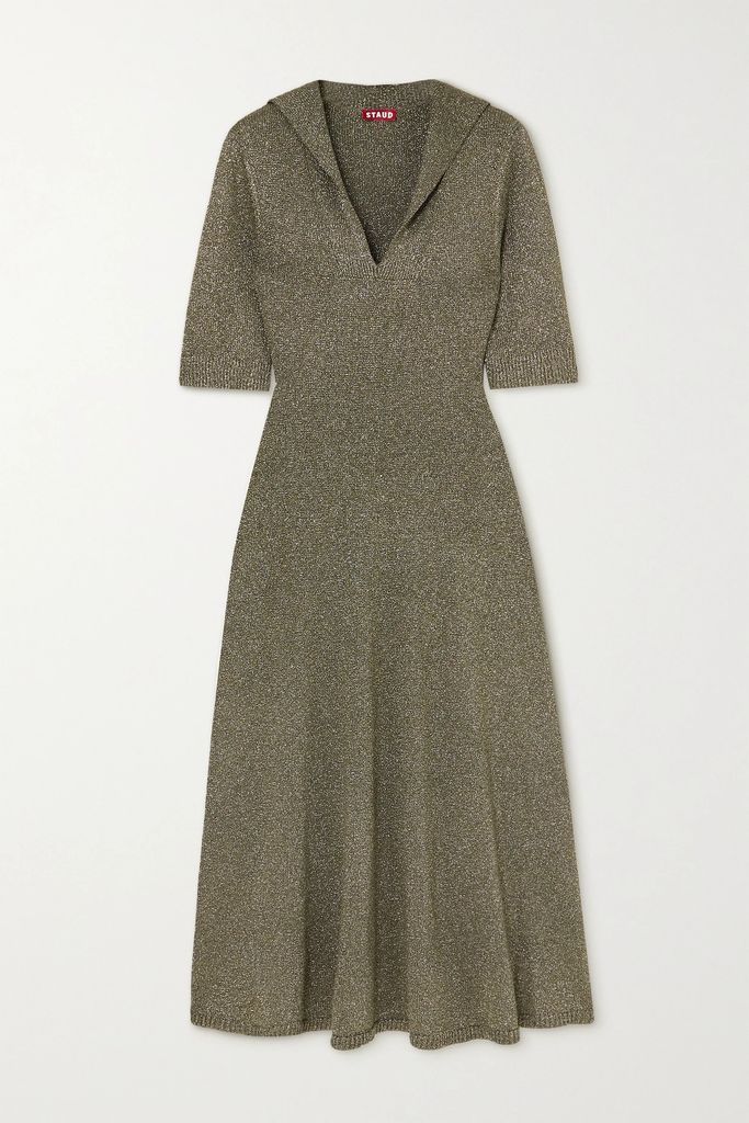 Breck Metallic Knitted Dress - Army green
