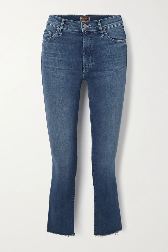 The Insider Crop Distressed High-rise Flared Jeans - Mid denim