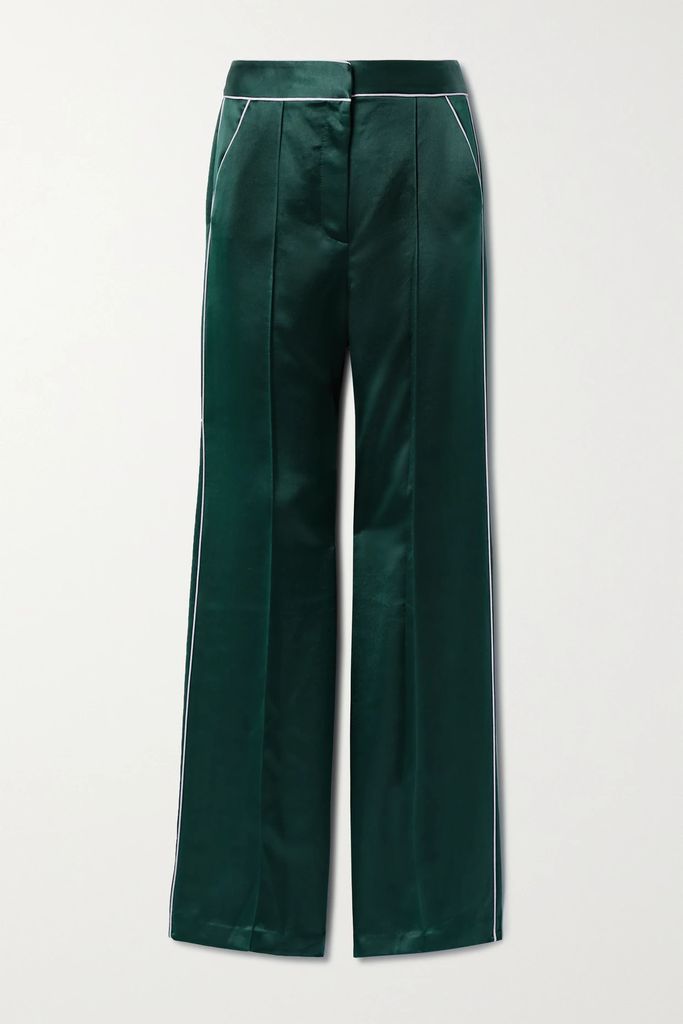Edia Satin Wide-leg Pants - Green