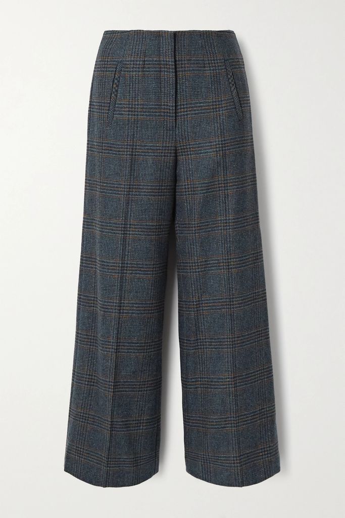 Dova Prince Of Wales Checked Wool Straight-leg Pants - Gray