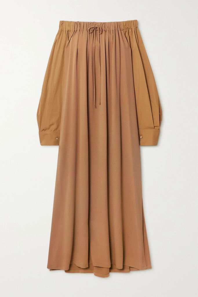 Amico Cutout Off-the-shoulder Silk-charmeuse Maxi Dress - Brown