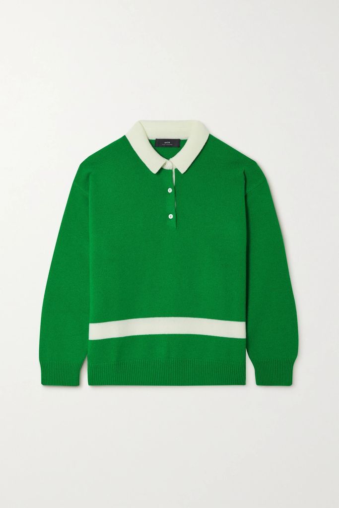 Beatrice Place Striped Cashmere Sweater - Bright green