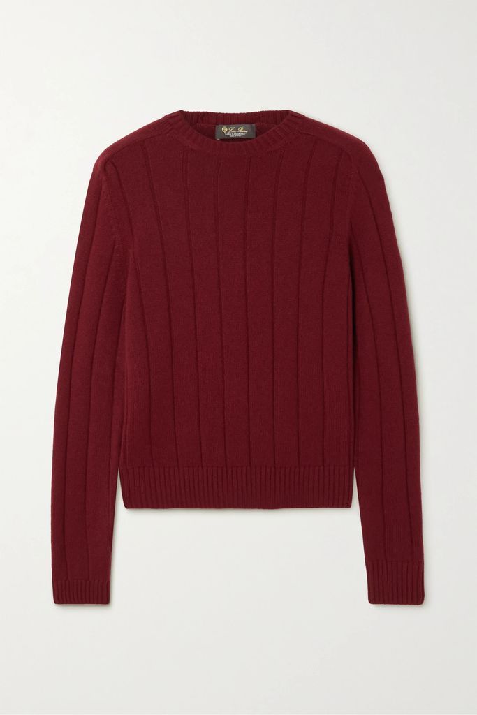 Ribbed Cashmere Sweater - Burgundy