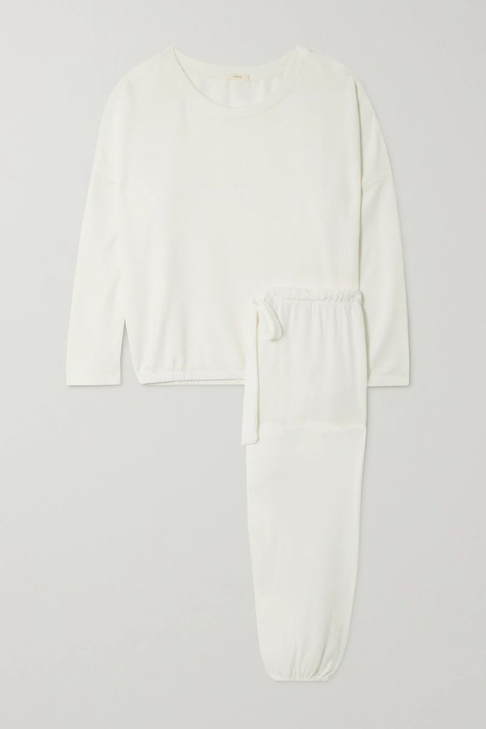 Softest Stretch-modal Cropped Top And Track Pants Set - White