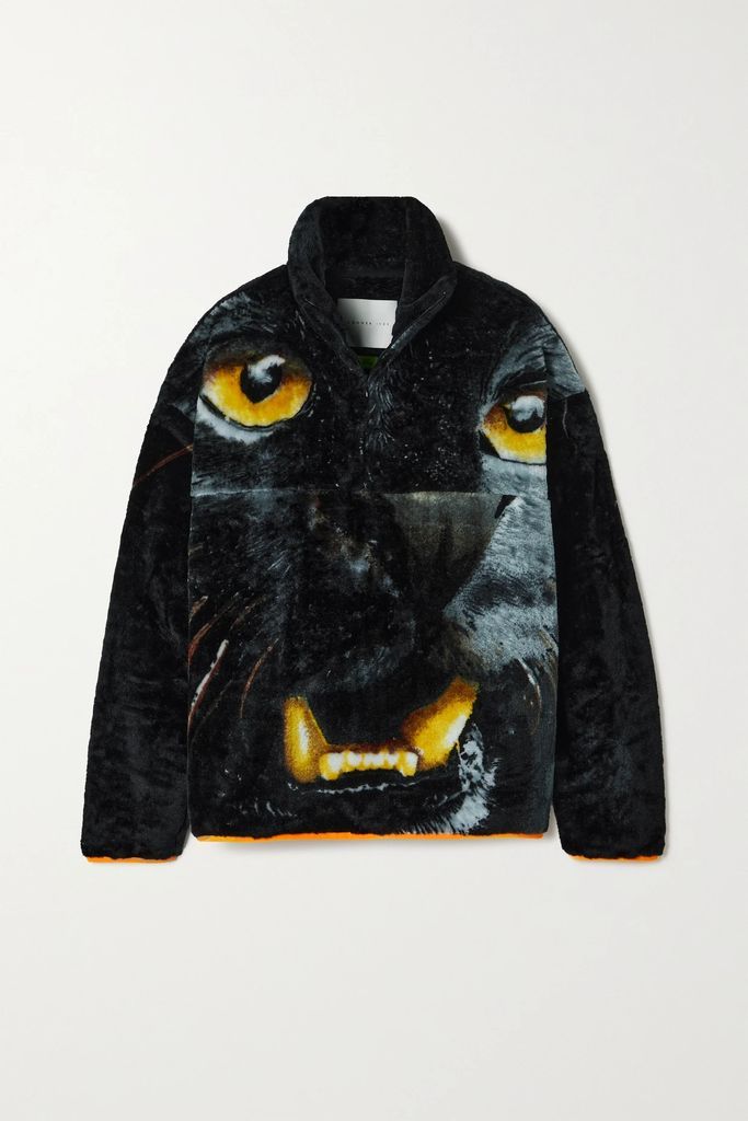 + The Vanguard Oversized Printed Faux Fur Sweatshirt - Black
