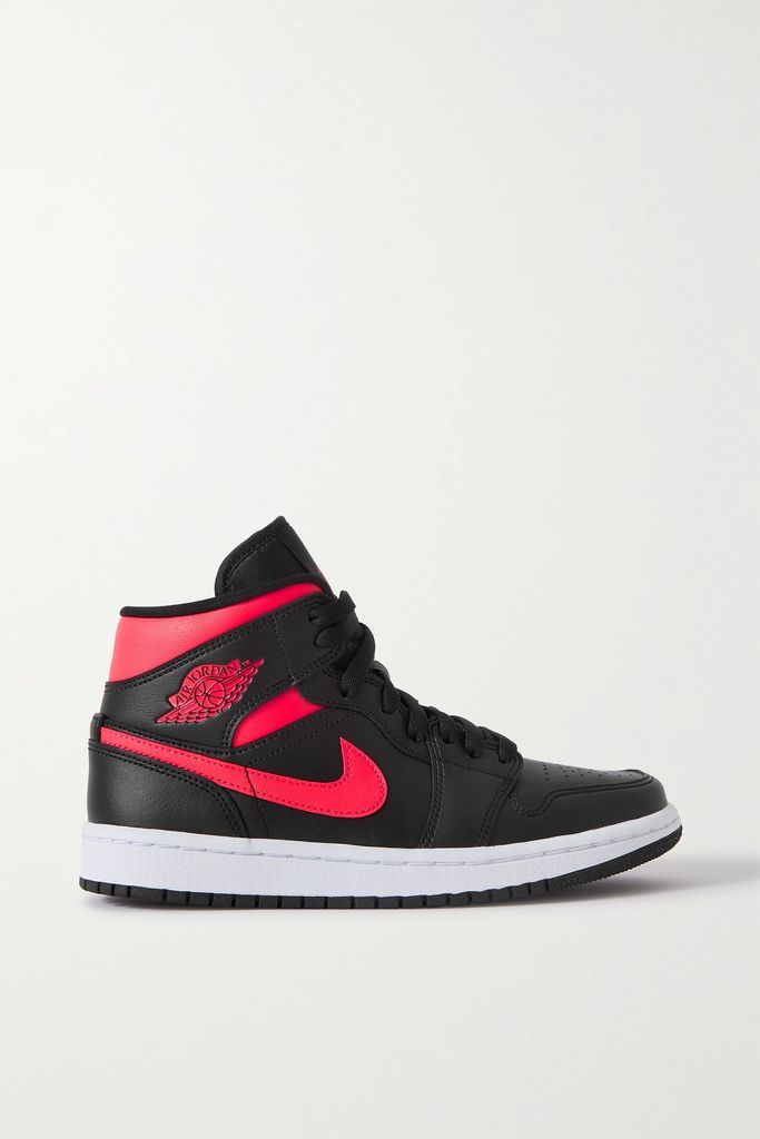 Air Jordan 1 Mid Leather Sneakers - Black